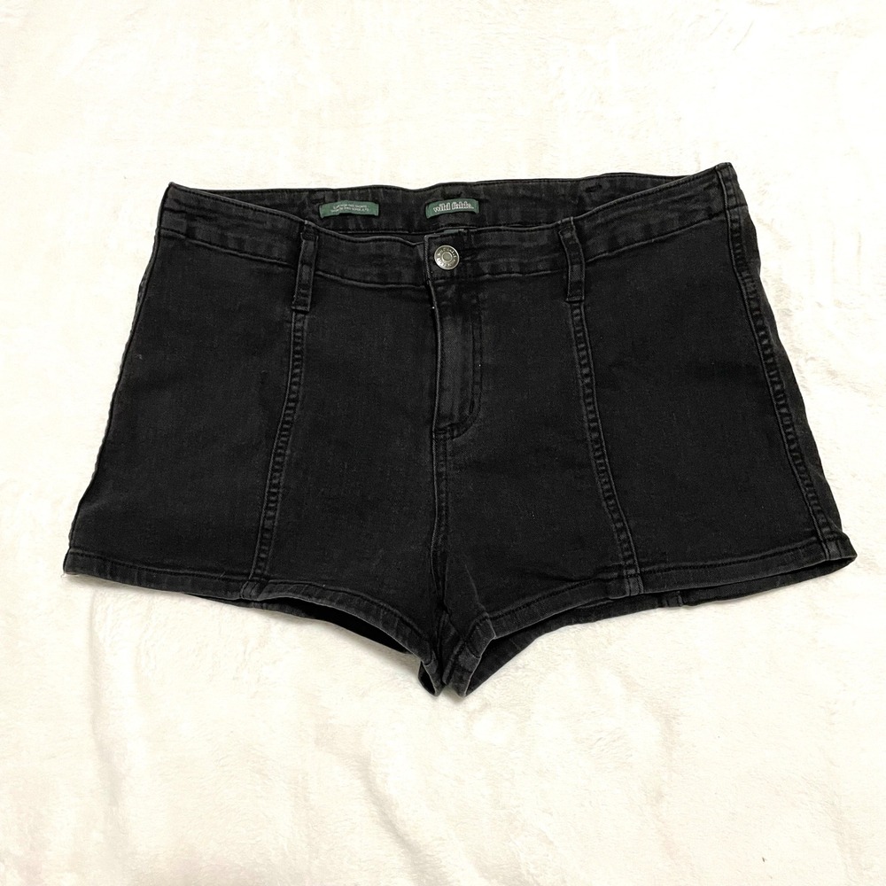 Wild Fable Black Denim‎ Mid Waist Shorts Casual No Pockets Women's Size 12